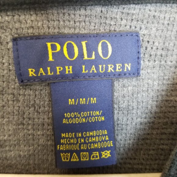 Polo Ralph Lauren Mens M Gray Camo Long Sleeve 1/4 - Picture 7 of 8